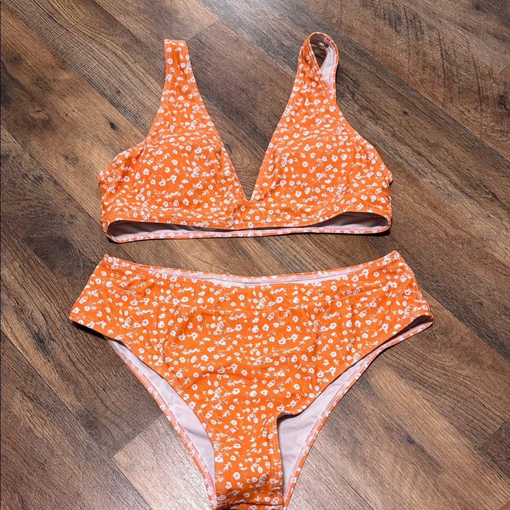 SHEIN Orange Floral Bikini